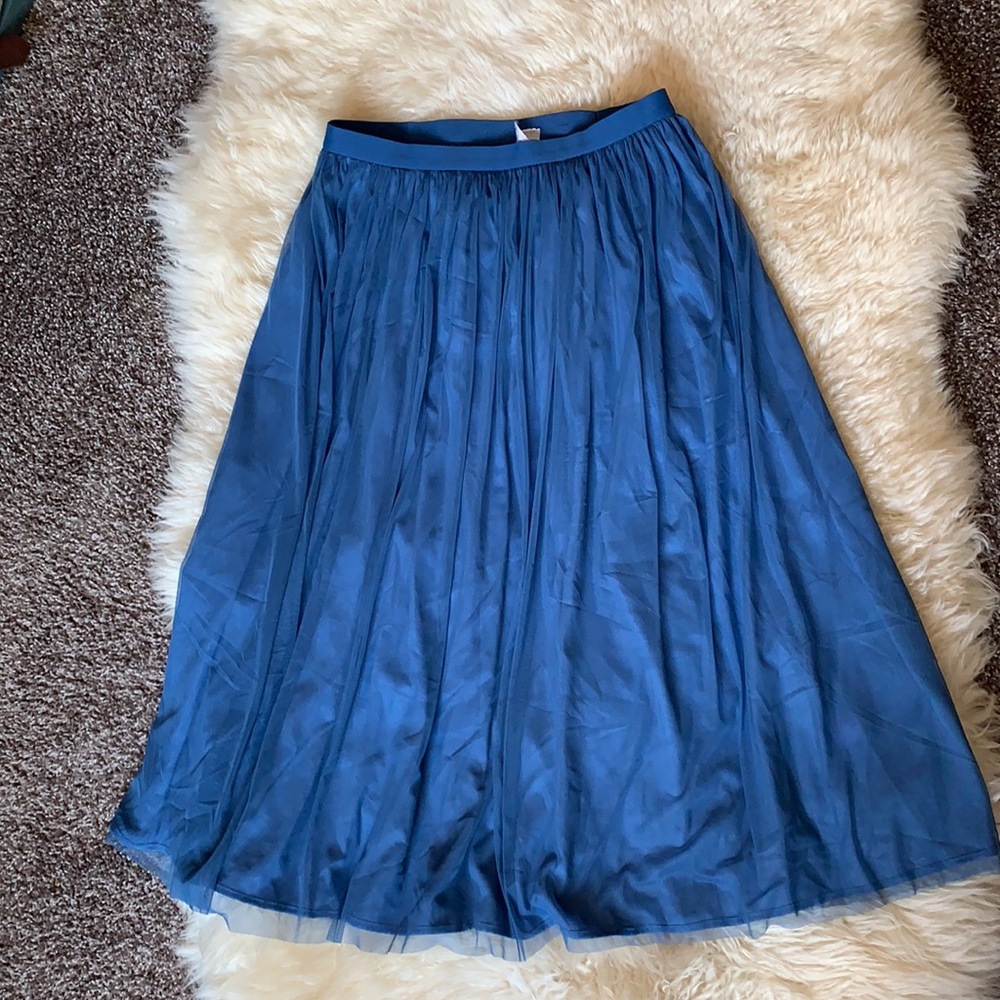 Uniqlo ruched midi skirt blue size M